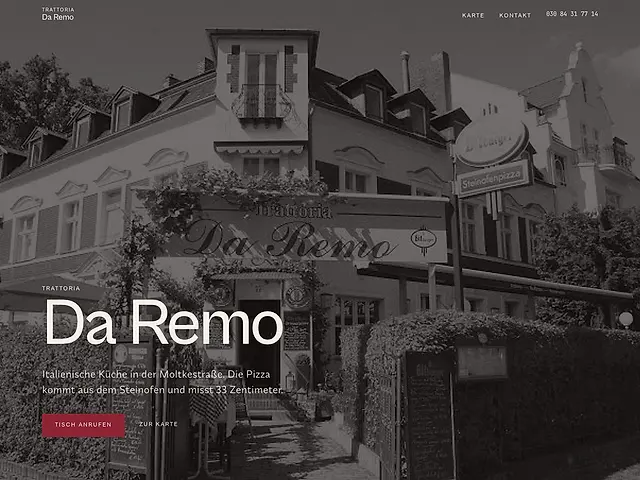 Startseite der gebauten Seite für Da Remo
