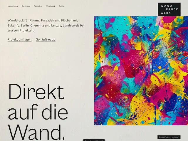 Startseite der gebauten Seite für Wanddruckwerk