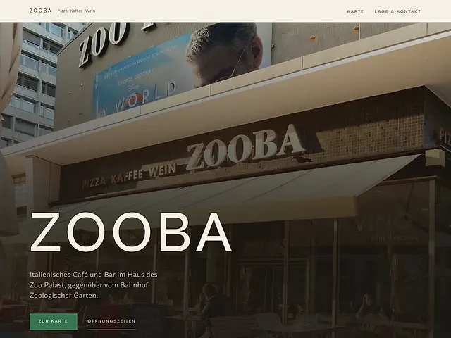 Startseite der gebauten Seite für Zooba